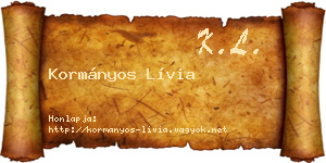 Kormányos Lívia névjegykártya